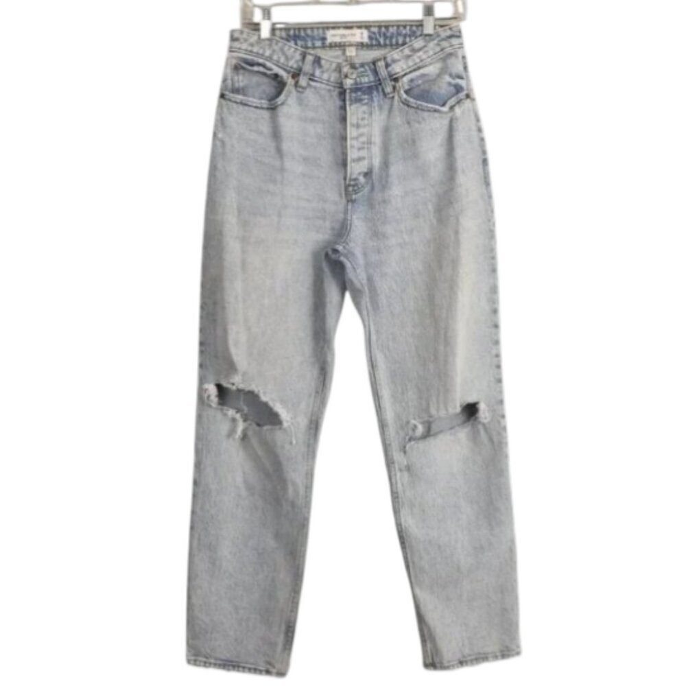 Abercrombie & Fitch High Rise Jeans Curve Love Light Wash Distressed Size 28/6